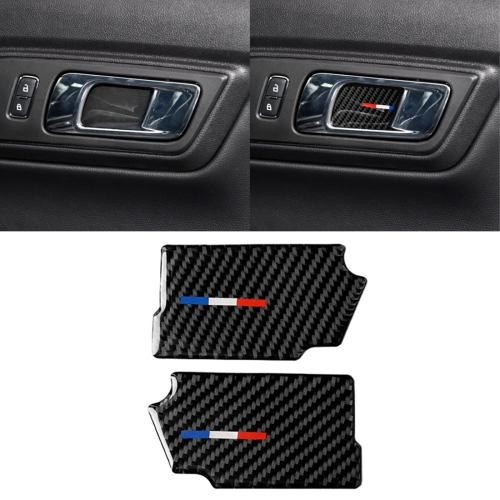 

2 PCS Car USA Color Carbon Fiber Door Inner Handle Wrist Panel Decorative Sticker for Ford Mustang 2015-2017