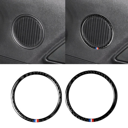 

2 PCS Car USA Color Carbon Fiber Horn Ring Decorative Sticker for Ford Mustang 2015-2017