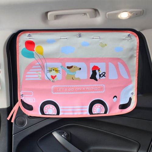 

Pink Bus Pattern Car Large Rear Window Sunscreen Insulation Window Sunshade Cover, Size: 70*50cm