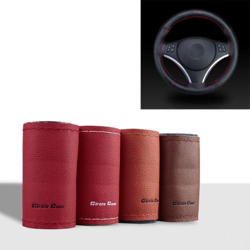 

Car Universal Genuine Leather Hand-stitched Steering Wheel Cover(Brown)