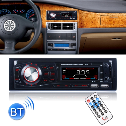 

1132 Single Din Car Audio FM Radio Stereo Receiver Bluetooth MP3 Player, Support USB / SD Card / AUX, with Remote Control