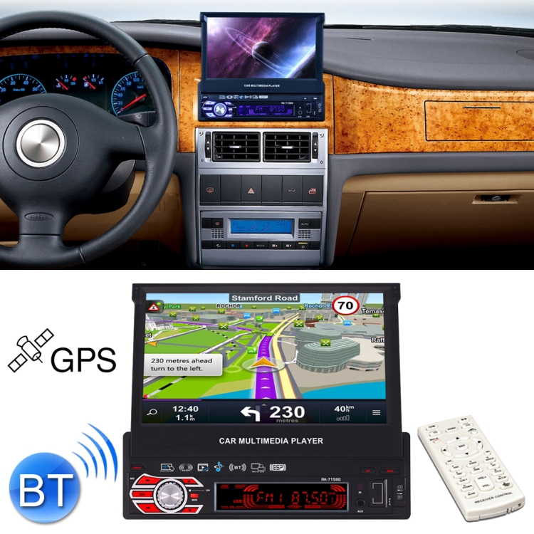 

RK-7158G HD 7 inch Single Din Car MP3 MP5 Player GPS Navigation Bluetooth Touch Stereo Radio, with Rear View Function