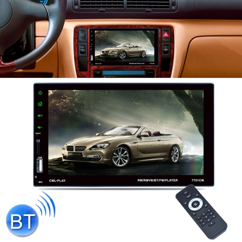 

7701 7 inch 1080P HD Touchscreen Double Din Stereo Car Receiver MP5 Player, Link with Android Phone, Support Bluetooth / USB / TF / FM / Rear View / DVR In