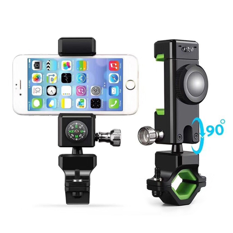 

Motorcycle Bike Handlebar Phone Mount Holder Cradle with Compass, LED Light, For iPhone X/8/7/6/6s Plus, Android Samsung Galaxy S6/S7, GPS and other Smartphone