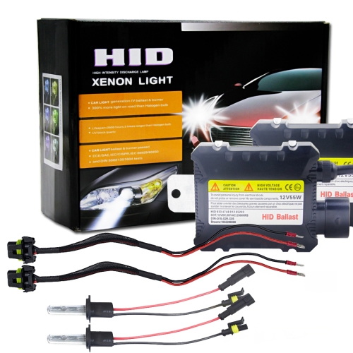 

55W HID H7 6000K Xenon Bulbs Light Conversion Kit with High Intensity Discharge Alloy Ballast, White