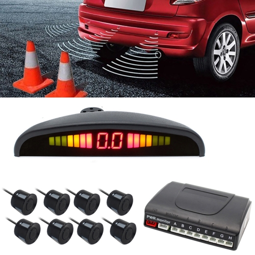 

PZ-300-8 Car Parking Reversing Buzzer LED Monitor Parking Alarm Assistance System with 4*7m Front Sensors and 4*2.5m Rear Sensors