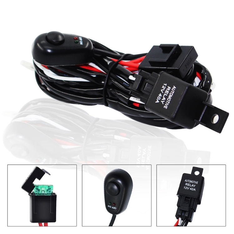 

Offroad Driving 180W Light Bar Wiring Harness with Fuse 40 Amp Relay ON/OFF Switch