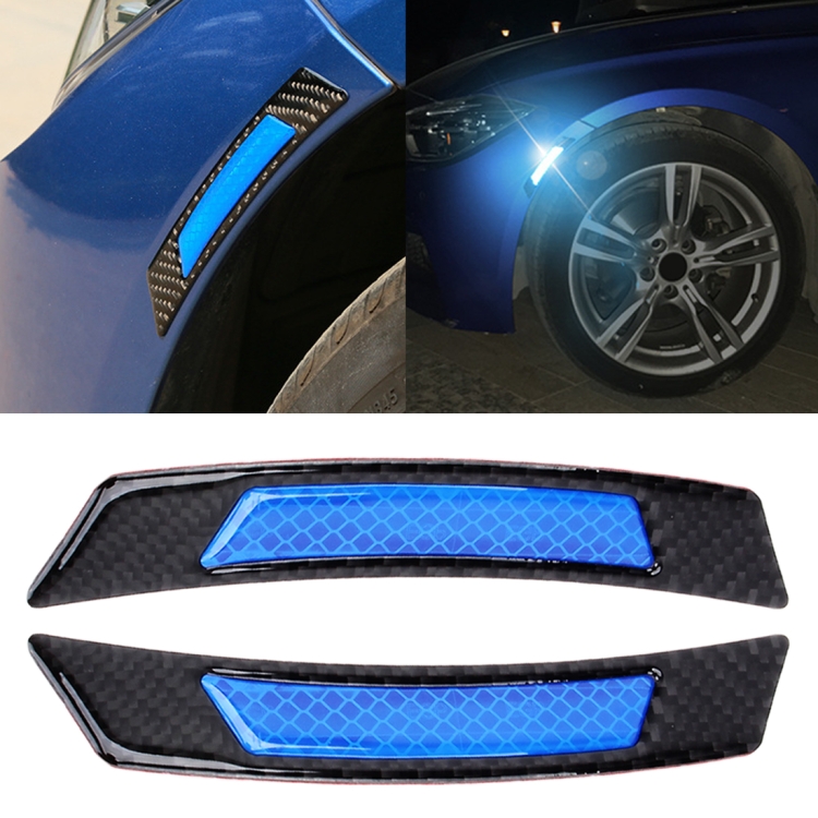 Carbon Fiber Blue Power Reflective Wheel Eyebrow Edge Protection Stickers