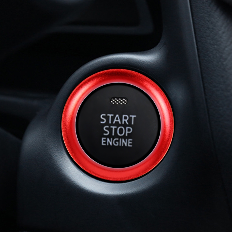 

Car Engine Start Key Push Button Ring Trim Aluminum Alloy Sticker Decoration for Mazda(Red)