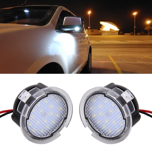 

2 PCS DC 12V 2W 6000K 120LM 18-LED Side Rear View Mirror Puddle Lights Lamp for Ford 2013-2017 Explorer/2015-2017 Taurus/2015-2017 Edge/2015-2017 Mondeo