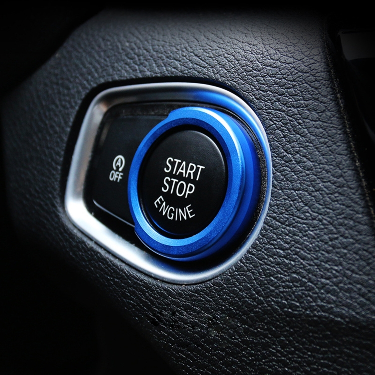 

Car Engine Start Key Push Button Ring Trim Aluminum Alloy Sticker Decoration for BMW(Blue)