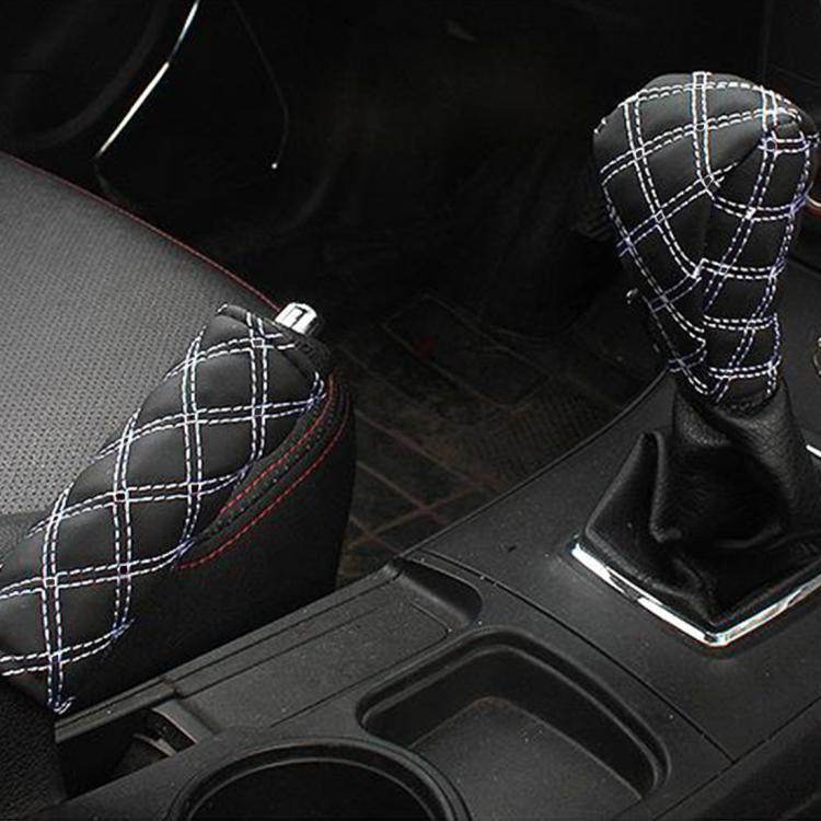 

2 PCS Car Hand Brake Cover Shift Knob Gear Stick Cushion Sets Cover Car Accessory Interior Decoration Pad(White)