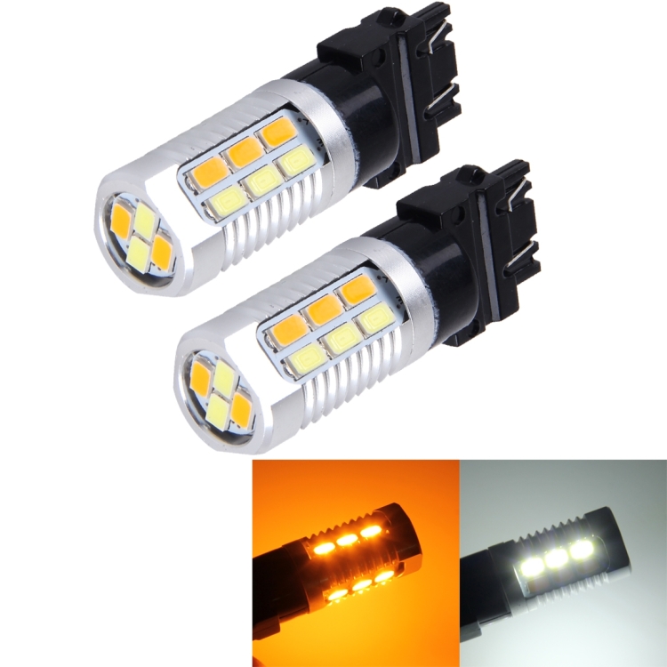 1 Pair Dual Color 12V 3157 LED 5730 22SMD Car Turn Signal Light Yellow White New