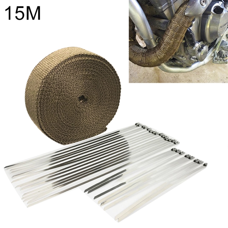 

15m Titanium Gold Exhaust Wrap Auto Motor Exhaust Heat Shield Wrap Heat Resistant Wrap