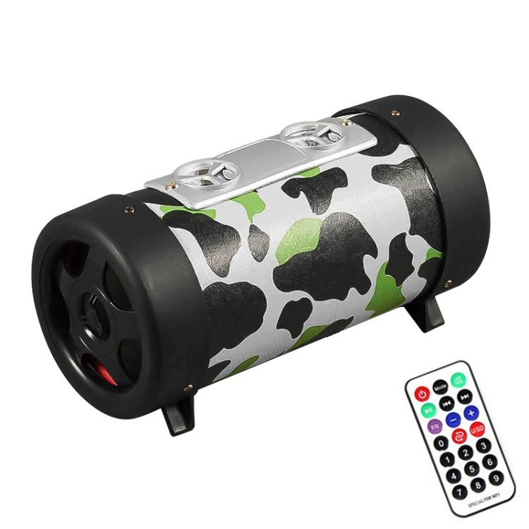 

4 inch Round Shape Stereo Motorcycle / Car / Household Subwoofer, Support TF Card & U Disk Reader, with Remote Control (Green)