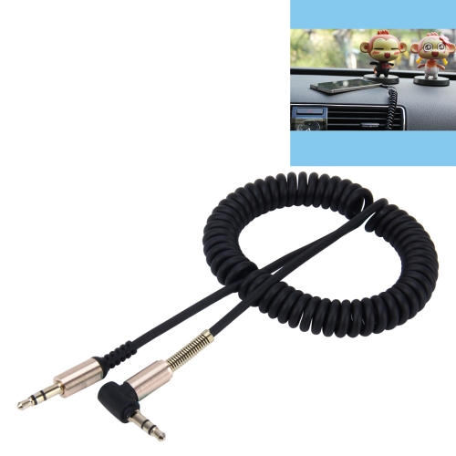 

3.5mm 3-pole Male to Male Plug Audio AUX Retractable Coiled Cable, Length: 1.5m(Black)