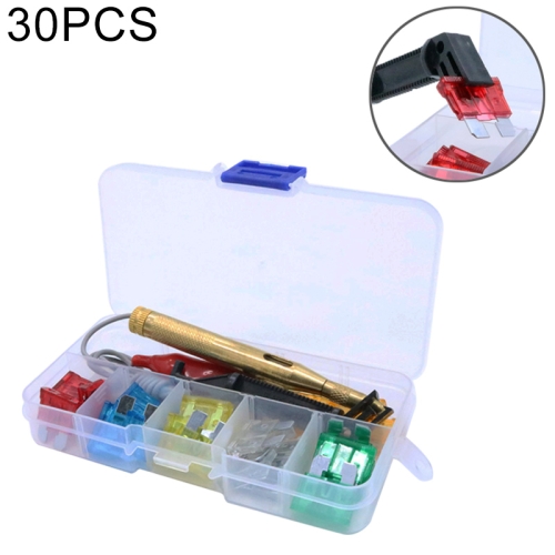 

30 PCS Mix Assorted Car Motorcycle Truck Blade Fuse Set Kit 5A 10A 15A 20A 25A 30Amp & Test Pencil