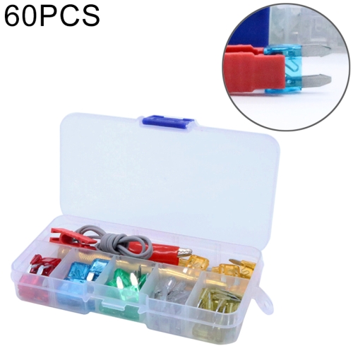 

60 PCS Assorted Car Motorcycle Truck Small Size Blade Fuse Set 5A 10A 15A 20A 25A 30Amp & Test Pencil