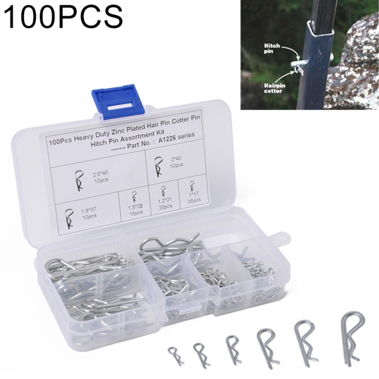 

100 PCS Heavy Duty Zinc Plated Cotter R Tractor Clip Pin for Car / Boat / Garages