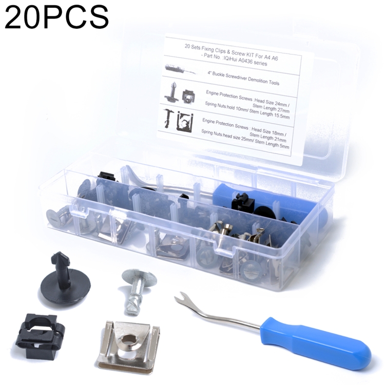 

20 Sets Under Engine / Gearbox Cover Fixing Fitting Clips & Screw Kit for Audi / Volkswagen