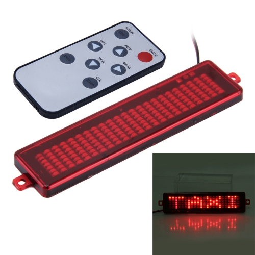 

DC 12V Car LED Programmable Showcase Message Sign Scrolling Display Lighting Board with Remote Control (Red Light)