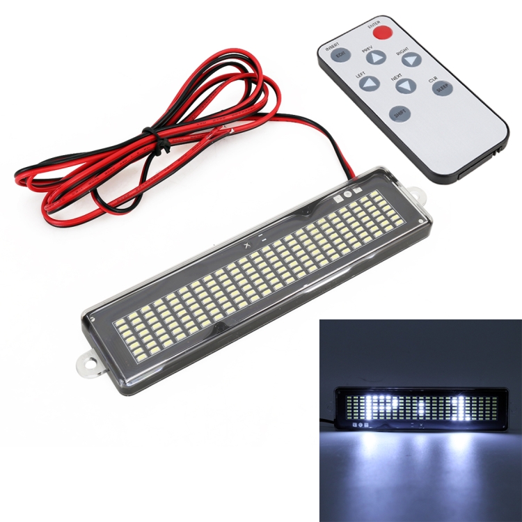 

DC 12V Car LED Programmable Showcase Message Sign Scrolling Display Lighting Board with Remote Control(White Light)
