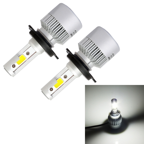 

S2 2PCS H4 18W 1800LM 6500K 2 COB LED Waterproof IP67 Car Headlight Lamps, DC 9-32V(White Light)