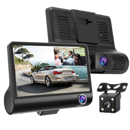

4.0 inch IPS Screen 5.0 Mega Pixels 170 Degrees Wide Angle Full HD 1080P Exclusive 3 Channels Video Car DVR, Support Night Vision Fill Light / Reversing Visual / TF Card(32GB Max) / G-sensor / Motion Detection