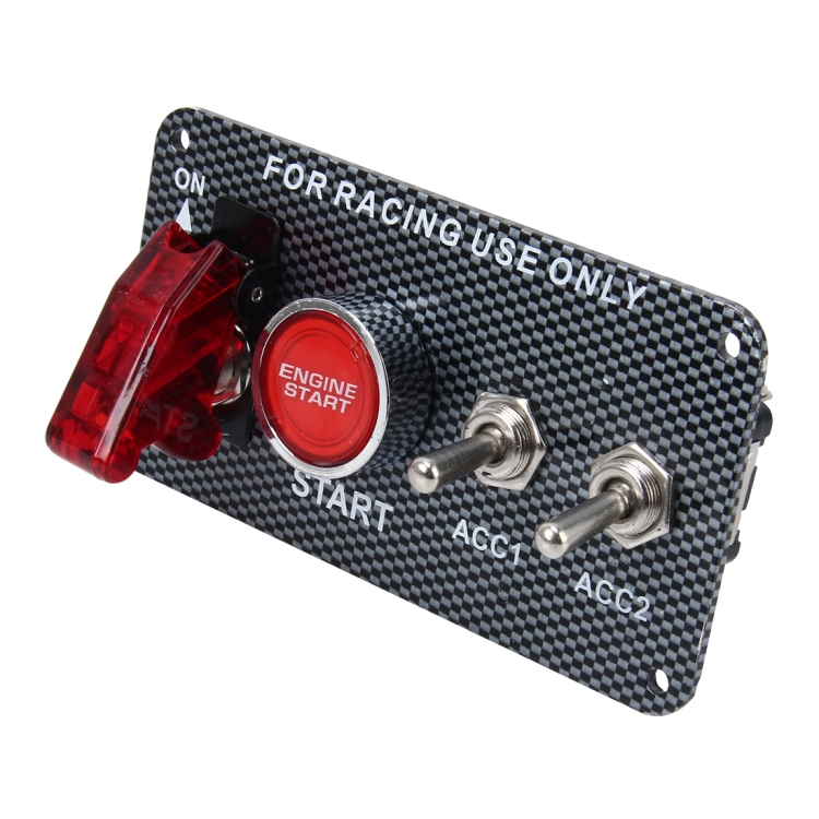 

Racing Car Ignition Switch Panel Engine Start Start Push Button LED Racing Toggle Switch 12V Carbon Fiber Panel Multi-function Automatic Ignition Switch for Racing Cars