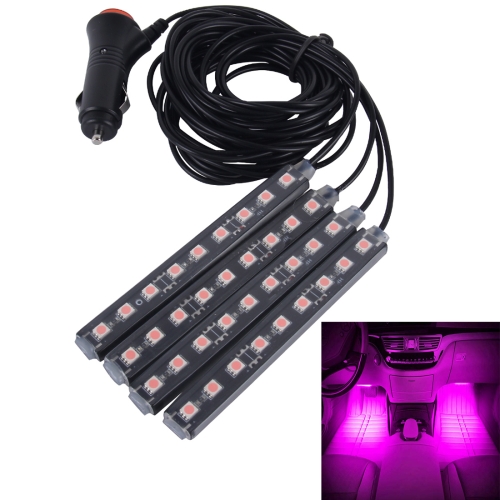 

4 in 1 4.5W 36 SMD-5050-LEDs RGB Car Interior Floor Decoration Atmosphere Neon Light Lamp, DC 12V (Pink Light)