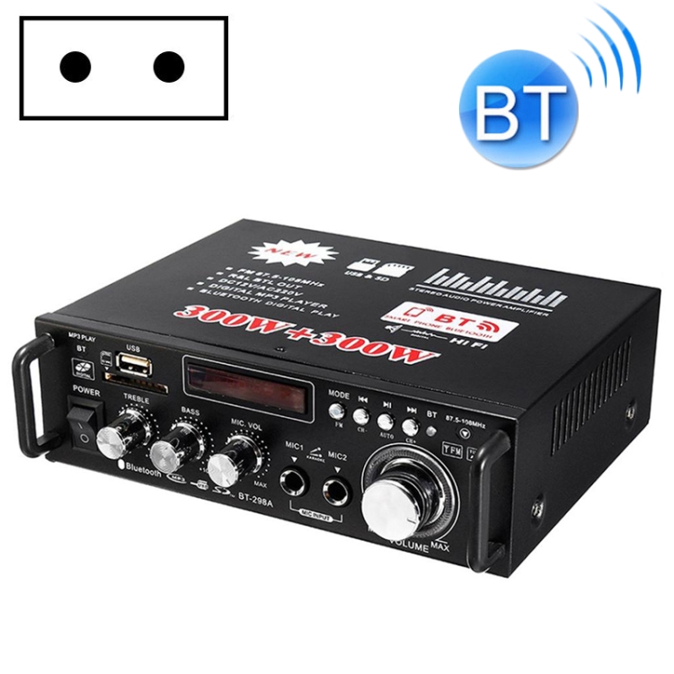 

Car / Household Amplifier Audio, Support Bluetooth / MP3 / USB / FM / SD Card with Remote Control, EU Plug