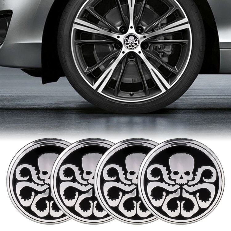 

4 PCS Car-Styling Skull Pattern Wheel Hub Decorative Sticker, Diameter: 5.8cm