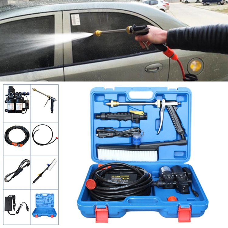 

220V Portable Double Pump + Power Supply + Brush High Pressure Outdoor Car Washing Machine Vehicle Washing Tools, with Storage Box