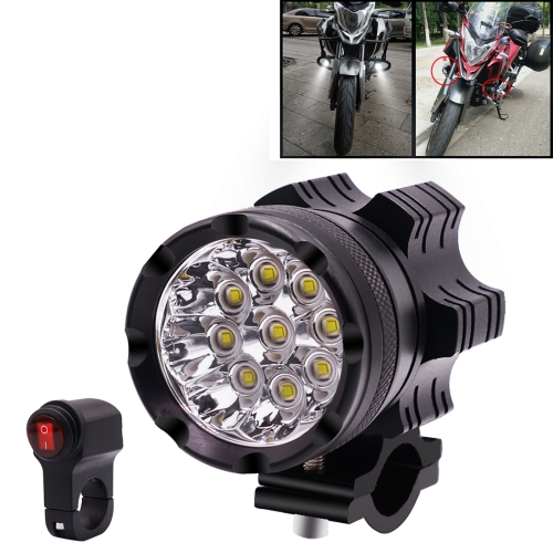 

DC12V 5500LM 6000K 45W IP67 9 LED Lamp Beads Motorcycle Aluminum Alloy LED Headlight Lamps with Switch, Constantly Bright + Blasting Flash