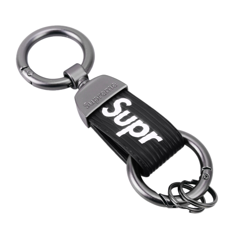 

Car Metal Key Ring Holder Keychain with Two Rings (Black)