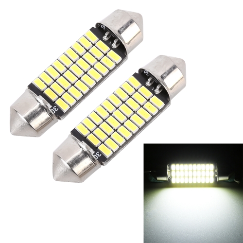 

2 PCS 36mm DC12V / 1.5W / 6000K / 100LM 27LEDs SMD-3014 Car License Plate Light / Dome Light