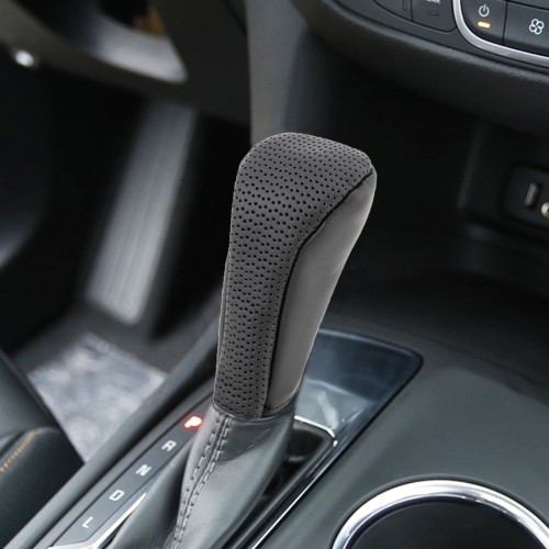 

Universal Nonslip Breathable Genuine Leather Car Gear Shift Knob Cover(Black)