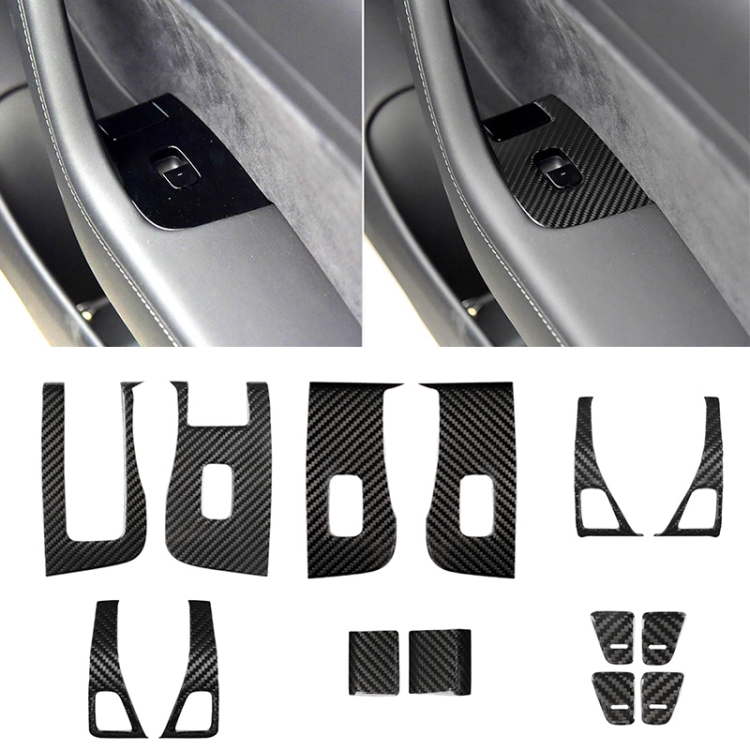 

14 PCS Car Carbon Fiber Window Lift Panel Decorative Sticker for Tesla Model 3