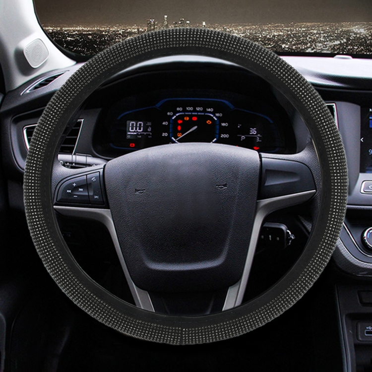

Universal Car Leather + Diamond Steering Wheel Cover, Diameter: 38cm (Black)
