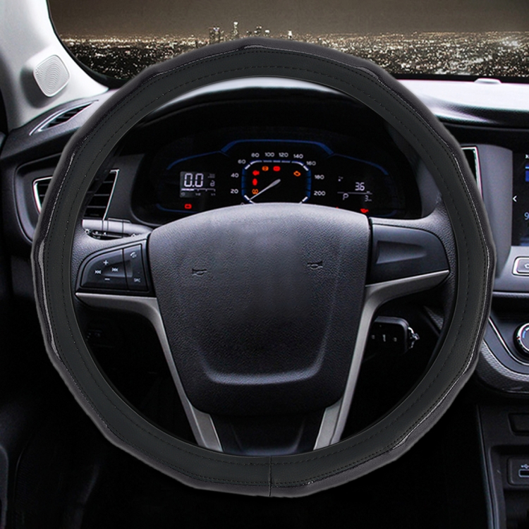 

Universal Car Plating Bamboo Knot Leather Steering Wheel Cover, Diameter: 38cm (Black)