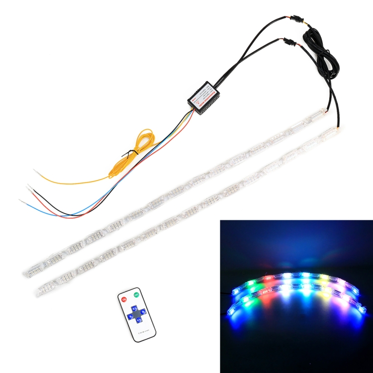 

2 PCS 60cm 15-section DC12V 13W Ultra-thin Car Colorful Turn Lights / Running Lights, with 45LEDs SMD-2835RBG Bulbs