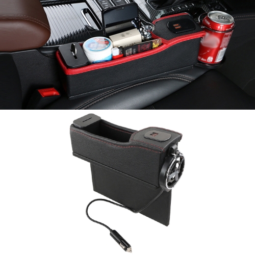 

DERANFU Multi-function Car Co-pilot Position Dual USB Charging Digital Display Storage Box Crevice Water Cup Holder (Black)