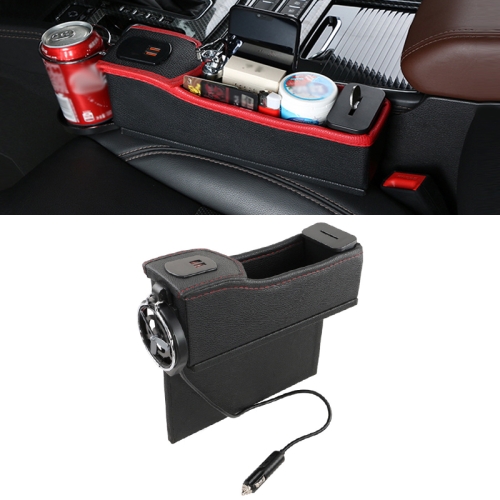 

DERANFU Multi-function Car Main Driving Position Dual USB Charging Digital Display Storage Box Crevice Water Cup Holder (Black)