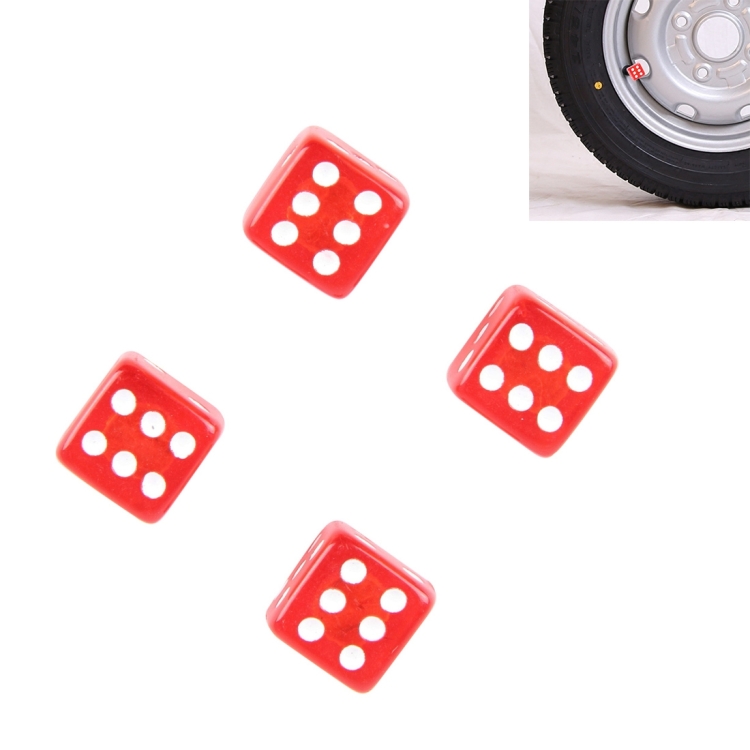 

4 PCS Plastic Plated Dice Shape Universal Tire Valve Stem Cap(Red)