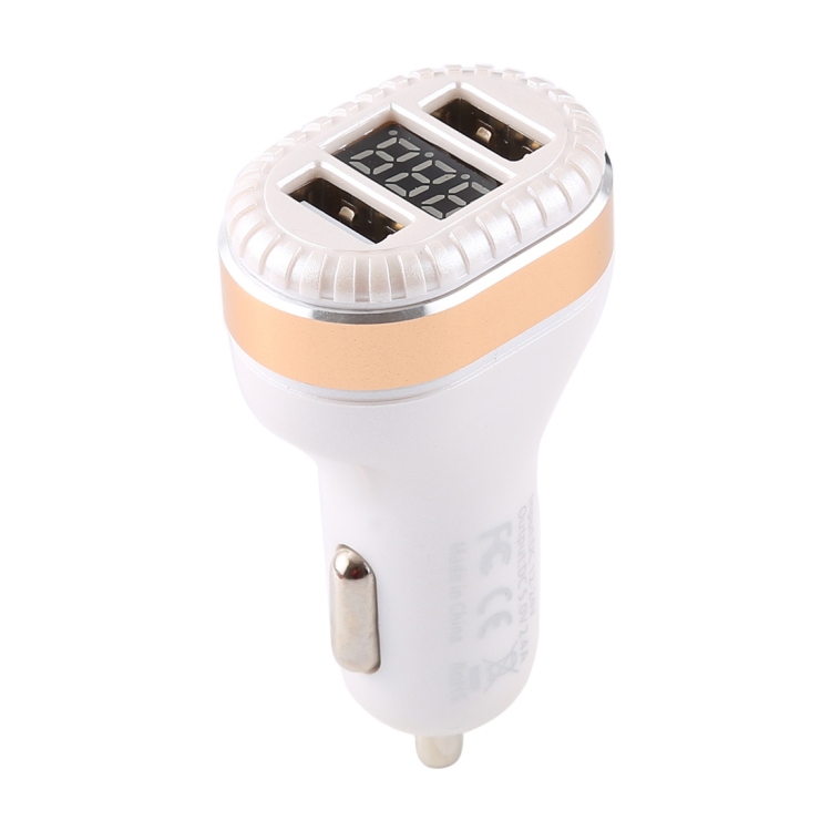 

2.4A Output Dual USB Smart Car Charger with LED Display (White)