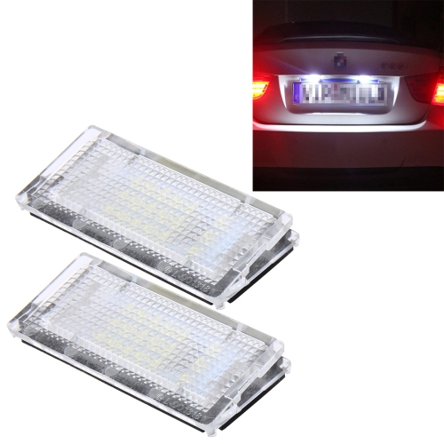 

2 PCS License Plate Light with 18 SMD-3528 Lamps for BMW E46 4D 1998-2003，2W 120LM,6000K, DC12V (White Light)