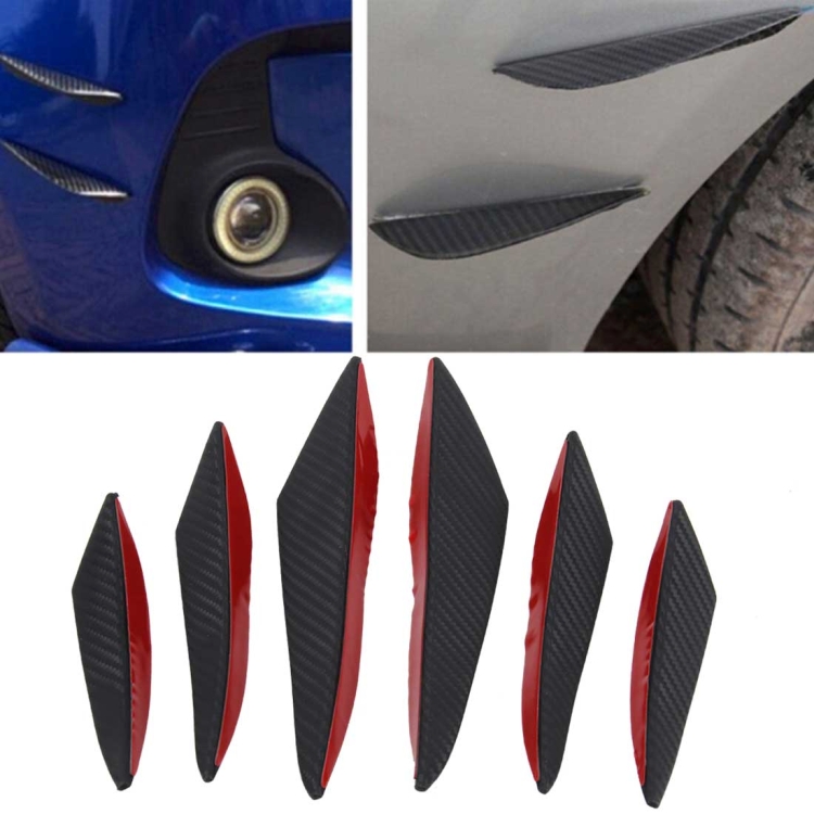 

6 PCS Universal Carbon Fiber Style Car Front Bumper Body Spoiler Lip Splitter Protector Bar Strip Guard Sticker