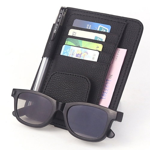 

FUDAOCHE Multi-functional Auto Car Sun Visor Sunglass Holder Card CD Storage Holder Pouch Bag(Black)