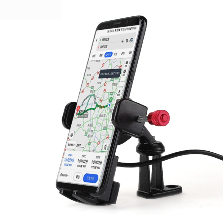 

360 Degree Rotating Motorcycle Mobile Phone Holder with USB charger, Suitable for 3.5-6.6 inch Phones