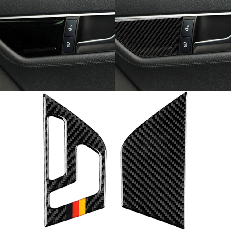 

2 PCS German Flag Car Carbon Fiber Left Drive Seat Adjustment Panel Decorative Sticker for Mercedes-Benz W204 2007-2013